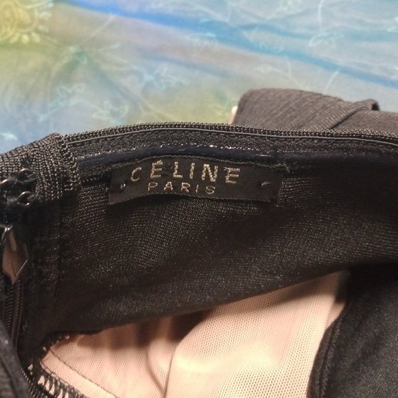 ❤️CELINE PARIS Runway Black / Tan Bandage Bodycon Strapless Wiggle Dress Small - Picture 4 of 10